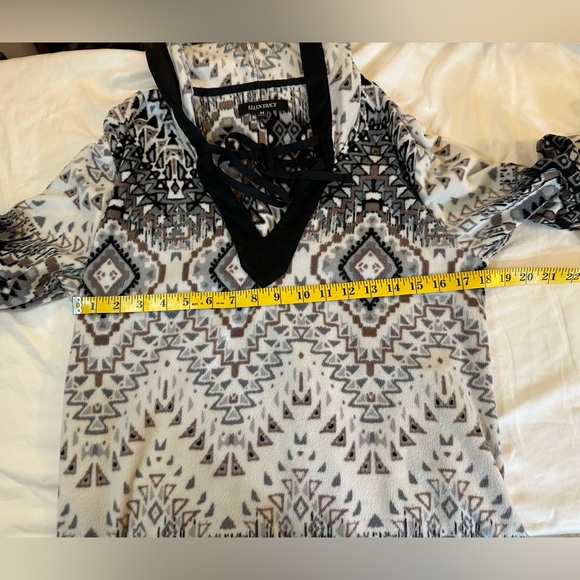 Chic Ellen Tracy Hooded Sweater Dress Black White Cozy Glam - Picture 5 of 5